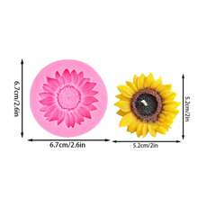 1pc Pink Sunflower Shaped Silicone Mold, Suitable For Car Fragrance, Handmade Candles, Plaster Decorations, Easy Demold And Reusable - Pink - View 3