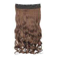 20inch 1-Pack 3/4 Full Head Curly Wave Clips In On Synthetic Hair Extensions HE008 Hairpieces For Women 5 Clips 4.5 Oz Per Piece - Medium Warm Brown,MediumWarmBrown - 中暖棕色 - 查看 3