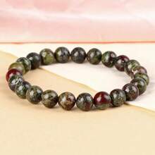 LPBeads Handmade Natural Gemstone Stretch Elastic Bracelet Healing Crystal Round Stone Beads Jewelry Gifts For Women Men,8mm,DragonBloodstone - 龍血石 - 查看 4