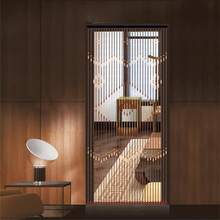 Natural Wooden Door Beaded Curtain, 81.88x35.43inch Doorway Beads Curtain, Chinese Style Front Door Decor Curtains, Brown Door Curtain Beads, Wooden Beaded Door Curtain With Geometric Pattern, Suitable For Various Doors, Home Decor Curtain - 深棕色 Dark Brown - 查看 5