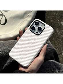 Minimalist Light Khaki Striped Phone Case For Iphone 16 Pro Max, 15 Pro, 13, 11, 12, XS, 8 Plus, And 7.Suitable For IPhone 17 Air - 白色 - 查看 5