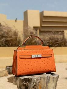 European & American Style Women Lizard Skin Pattern Commuter Shoulder Crossbody Handbag - Orange - View 2