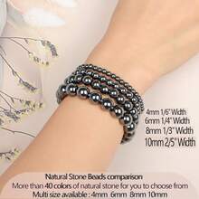 LPBeads Handmade Natural Gemstone Stretch Elastic Bracelet Healing Crystal Round Stone Beads Jewelry Gifts For Women Men,6mm,Hematite - 赤鐵礦 - 查看 7