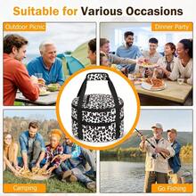 ‌1 Pc Insulated Casserole Carrier Bag Grey Elegant Leakproof Food Container For 12.5 Inch Baking Dishes Pies Hot Cold Meals Multi-Use Portable With Handles For Women Men Gifts Picnic Party Office Potluck Travel Family Gathering‌ - 豹 - 查看 5