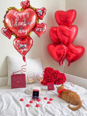 1个38英寸心形铝箔气球，适用于情人节、生日、浪漫婚礼主题、周年纪念、约会之夜、情人节派对装饰