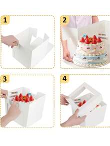 10个/1个/蛋糕盒带蛋糕底板（10个盒子和10个底板），12x12x8英寸/10x10x8英寸白色烘焙盒，带抽绳，适用于蛋糕、饼干、糕点、馅饼、婚礼、生日、万圣节等场合。 - 白色+底托 - 查看 7