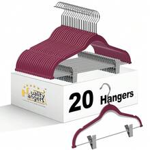 Quality Hangers Plastic Non Velvet Non-Flocked Thin Compact Skirt And Pant Hangers With Metal Clips - Suited For Pants Blouses Coats - 360 Swivel Hook (Raspberry, 20),Raspberry - Raspberry - View 1