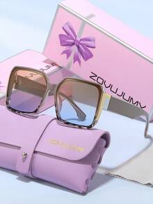 Kính trang trí vuông gọng lớn thời trang ZOVUJUMY, thiết kế thanh lịch, dành cho cả nam và nữ, thích hợp khi lái xe, hoạt động ngoài trời, du lịch nghỉ dưỡng - Nhiều màu - Xem 9