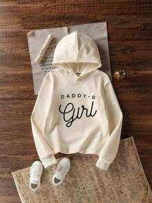 Funny Print Thermal Lined Pullover Sweatshirt Sweatshirt For Young Girls, Warm & Comfortable For Autumn/Winter - Apricot - View 2