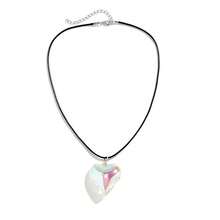 Dainty Colorful Glass Heart Shape Pendant Necklace Stainless Steel Link Rope Chian Love Heart Charms Pendant Necklace Y2K  Jewelry Accessories For Women Jewelry,Colorful - 豐富多彩的 - 查看 2