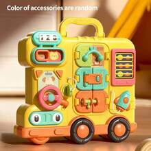 1pc Multifunctional Busy Board Montessori Educational Toy, Fine Motor Skills Toy Car, Baby's Birthday Christmas Gift (All Parts Colors And Patterns Are Random) - Multicolor - View 2