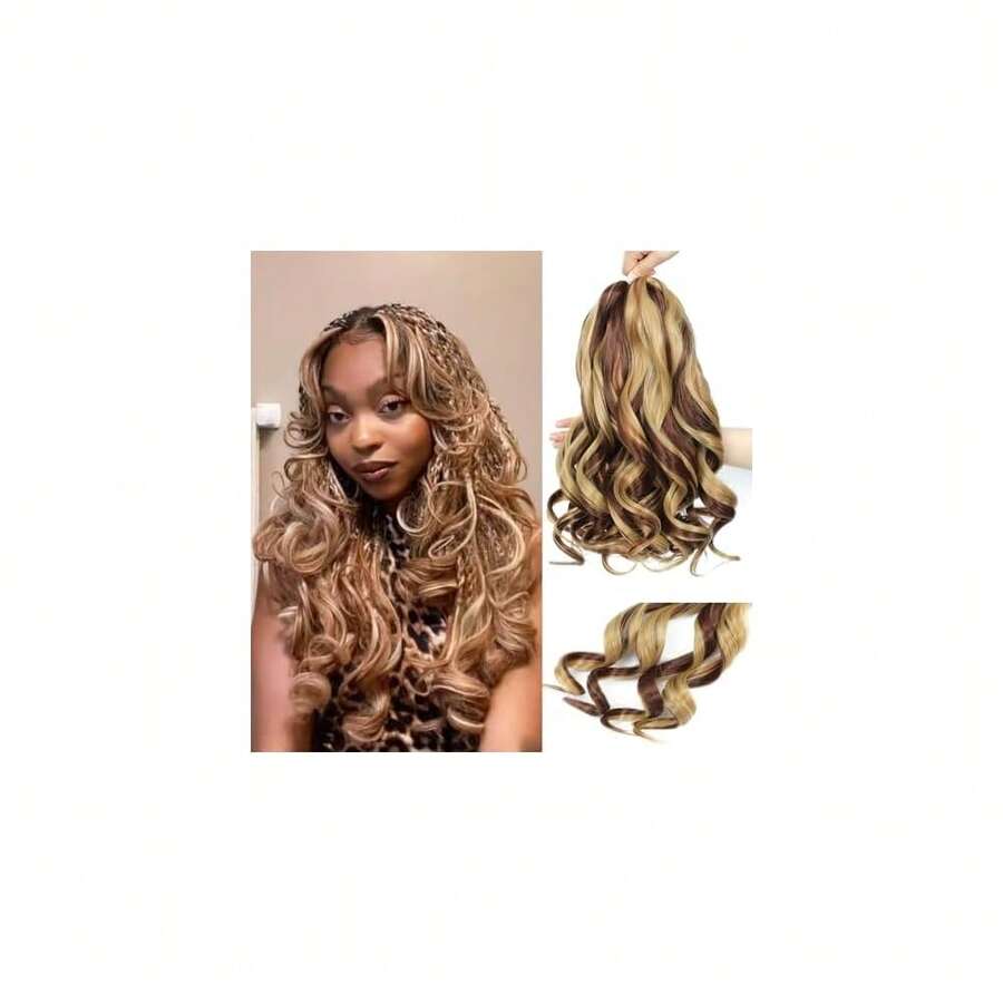 French Curl Braiding Hair, 12 Inch Curly Braiding Hair 8 Packs Bouncy French Curl Crochet Braids For  Pre Stretched Loose Wavy Extensions (P27/33, 12Inch),P27/33 - P27/33 - 查看 1