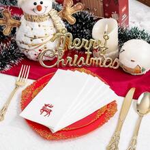 50 Pack Christmas Deer Paper Napkins - Christmas Red Dinner Napkins - Cloth-Like Disposable Hand Towels For Xmas Holiday Table Bathroom Decor Party,RedDeer - 紅鹿市 - 查看 5