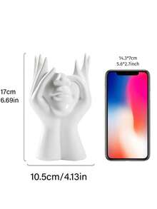 1 Piece Milky White Honey Jar Shaped Resin Makeup Brush Holder With Asymmetrical Relief On The Surface, Multifunctional Desk Decoration, Mini Ceramic Vase And Storage Box For Living Room, Bedroom And Office,Room Decor - Multicolor - View 9