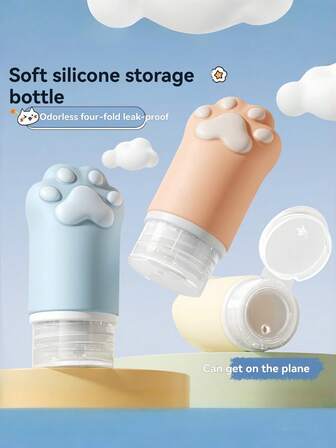 This 60ml Cartoon Cat Paw-Shaped Travel Set Features A Squeeze-Type Design For Easy Carrying, Leak Prevention, And Reusability. It Can Be Used To Store Cosmetics, Toiletries, Shampoo, Shower Gel, And Lotion, Making It A Travel Essential (Travel Card Included). Suitable For Travel Accessories, Travel Necessities, Beach Vacations, Summer Trips, School Supplies, And Back-To-School Items.