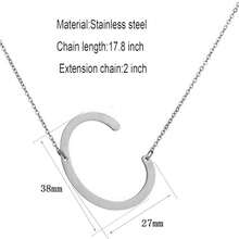 MOMOL Sideways Initial Necklace 18K Gold Plated Stainless Steel Large Big Letters Pendant Necklace Script Name Monogram Necklaces For Women,C - c - 查看 5