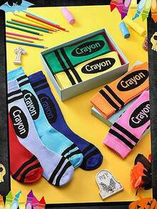 4 Pcs Colorful Striped Knee High Socks, Fashionable, Innovative, Skin-Friendly, Soft & Tight-Fitting, Suitable For Women - Multicolor - View 5