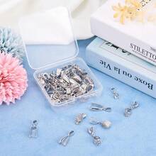 Craftdady 48pcs/Box Pinch Clip Bail Clasps Pendants Silver Connector Bead Hanger Links For Drilled Stone Dangle Charm Jewelry MaFKing, 8 Styles,8Styles - 8種款式 - 查看 8