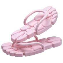 Foldable Travel Shower Shoes With Holes, Dry Quickly Non Slip Bath Slippers, Portable Hotel Lightweight Sandals Spa Nail Salon Beach Pool Gym - 女款 8.5-9 號/男款 7-8 號 + 粉紅人字拖 - 查看 1