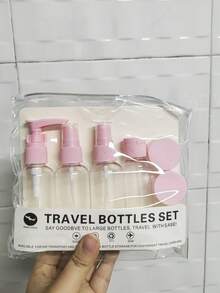 旅行洗漱包套装，包含化妆品、洗发水、沐浴露、便携式护肤品、护手霜、可填充喷雾乳液瓶 - 彩色 - 查看 10