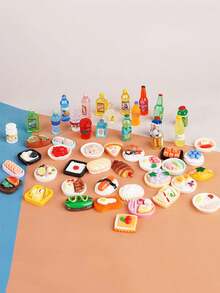 5/20/30/50 Pcs Random Style Resin Miniature Simulated Food & Bottle, Random Color DIY Hair Clips, Phone Cases, Refrigerator Magnets, Dollhouse Decor, Jewelry Making Supplies