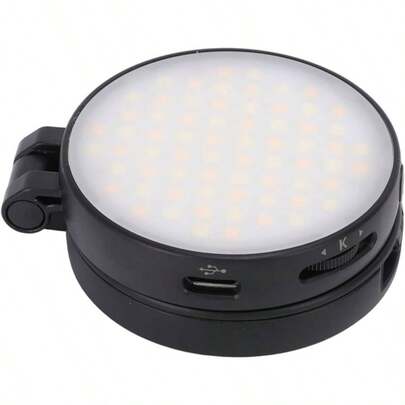 Luz para Selfies con Telfono Magntico Giratorio de 360 con Atenuacin Continua y Fijacin Magntica Rpida, Batera de Litio de 400 MAh