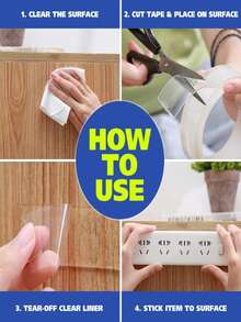 1pc Transparent Acrylic Anti-Mildew Waterproof Tape For Kitchen, Bathroom, Sink, Dishwasher, Pot, Washbasin, Countertop, Pool Edge - Beauty Seam Stickers,1PC High Viscosity Nano Double Sided Tape, Paste Items Without Traces Without Damaging Walls, With Strong Adhesive, More Solid Than Hooks, Washable Double Sided Tape, Reusable Waterproof Double Sided Tape For Multi-Scene Use - Multicolor - View 9