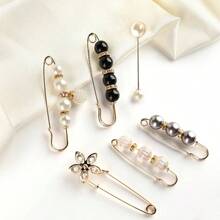 40 PCS Pearl Brooch Safety Pins, Fancy Safety Pins, Pins Clothes, Prendedores Para Ropa De Mujer, Elegant Brooch Clothes Sweater Shawl Collar Dress Cardigan Shirt Jeans Women - 40P - View 6