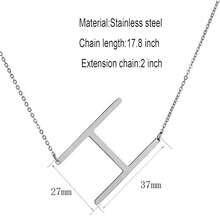 MOMOL Sideways Initial Necklace 18K Gold Plated Stainless Steel Large Big Letters Pendant Necklace Script Name Monogram Necklaces For Women,H - h - 查看 6