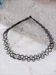 1PC Tattoo Style Fishing Line Necklace - Adjustable Invisible Choker For Girls, Niche Statement Collarbone Chain - một kích cỡ - Xem 4