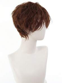 男士棕黑色天然蓬松羊毛卷短发日式男士小卷发高品质合成假发嘻哈摇滚风格，适合日常佩戴或派对 - 彩色 - 查看 9