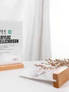 A5 A6 Table Tents With Base] Clear Acrylic A5 A6 Table Tents With Wooden Base - Perfect For Menu, Price, Or Signage Display
