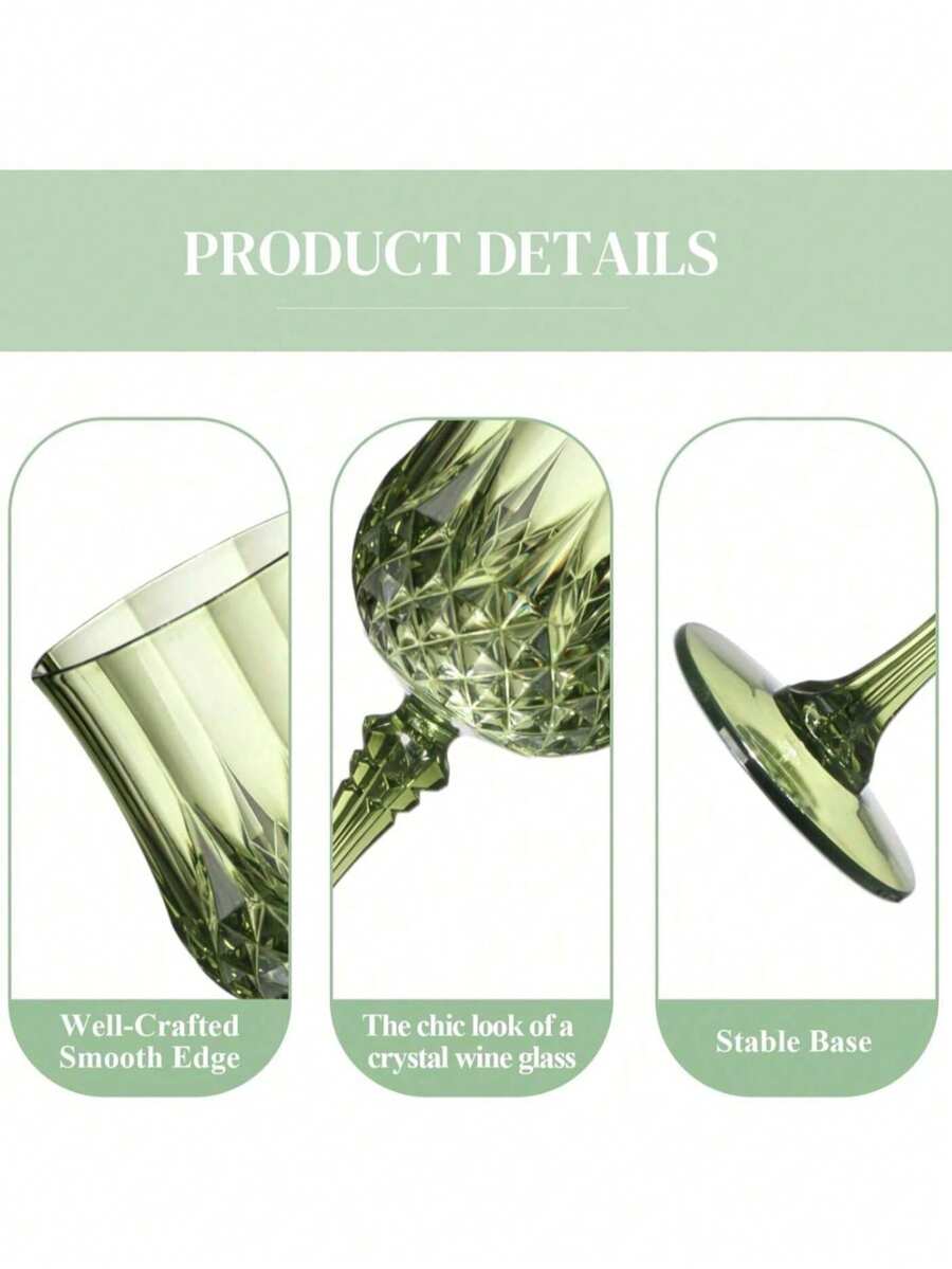 1/3/6/12 Piezas Copas de vino de uva vintage de 7 onzas, copas de champán retro irrompibles y reutilizables (verde oscuro), adecuadas para eventos de Ramadán, bodas, fiestas, cumpleaños, reuniones al aire libre, barbacoas, también excelentes como regalos para seres queridos - Multicolor - Ver 1
