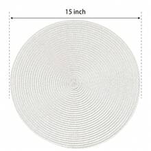 FunWheat Round Braided Placemats Set Of 8 Place Mats For Dining Table Woven Washable Non-Slip Table Mats 15 Inch(Cream White,8pcs),White15inchessetof8 - Putih 15 inci set 8 - View 3