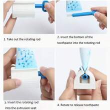 3件套创意DIY牙膏挤压器，滚轮挤压器，固定夹，适用于牙膏收纳架、牙膏、洗面奶、护手霜滚轮挤压器、牙膏架、旋转牙膏分配器 - 彩色 - 查看 7