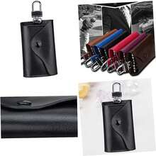 Titular De La Llave Del Coche Carteras De Cuero Cartera De La Tarjeta De Crédito Cadena De Llave Del Coche Titular De La Caja De La Llave  Clave Con Gancho Colgante De La(negro 11.0cm*7.0cm*1.5cm) - Multicolor - Ver 1