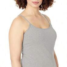Hanes Cami de algodón elástico con Brasier de Estante Integrado Camisa Cami para Mujer - GreyHeather1paquet - Ver 3
