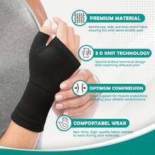 1pc Wrist Sleeve Support Brace Compression Wrap, Wrist & Thumb Support Hand Glove Gym Accessories - Black - View 4