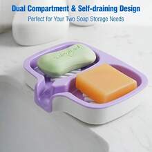 双格皂盒，自排水皂碟，快速排水，可放置洗发皂、香皂，适用于浴室、厨房水槽等场所，浴室配件 - 彩色 - 查看 8