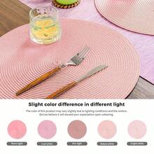 Round Braided Placemats Set Of 4 Table Mats For Dining Tables Woven Washable Non-Slip Place Mats 15inch (Pink, 4pcs),Pink15inchessetof4 - Pink15inciset4 - View 5