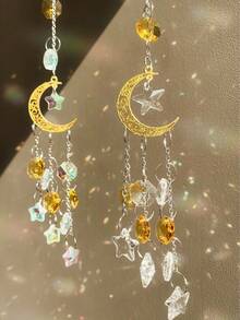 1个阳光捕手，梦幻般的月亮和星星组合，搭配水钻棱镜吊坠，明亮的彩虹捕手，家居装饰水晶吊坠，家居窗户装饰挂件，冥想，沉思，送给妈妈的礼物，送给女孩的礼物，节日礼物，花园装饰，户外装饰，慰问礼物，生日礼物，乔迁礼物，情人节礼物，家居装饰，房间装饰，墙面装饰礼物，开斋节礼物，斋月礼物 - 彩色 - 查看 4