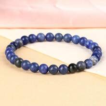 LPBeads Handmade Natural Gemstone Stretch Elastic Bracelet Healing Crystal Round Stone Beads Jewelry Gifts For Women Men,6mm,BlueSodalite - 藍蘇打石 - 查看 4