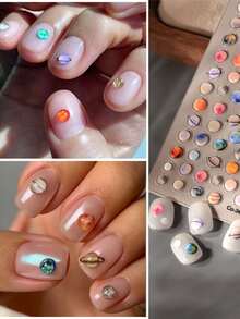 1 片宇宙行星美甲贴纸 5D 果冻胶贴 DIY 指甲油美甲贴纸