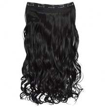 20inch 1-Pack 3/4 Full Head Curly Wave Clips In On Synthetic Hair Extensions HE008 Hair Pieces For Women 5 Clips 4.5 Oz Per Piece - Jet Black,JetBlack - Jetblack - 查看 8