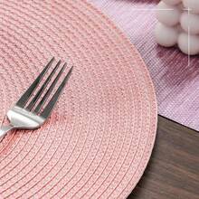 Round Braided Placemats Set Of 4 Table Mats For Dining Tables Woven Washable Non-Slip Place Mats 15inch (Pink, 4pcs),Pink15inchessetof4 - Pink15inciset4 - View 7