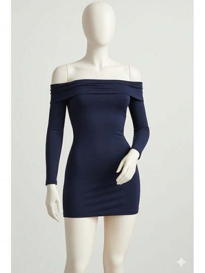 Vestido Feminino Manga Longa Moderno Drapeado Ciganinha Look Festa Inverno Promoçao Frete Gratis