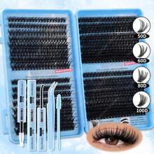 640/200pcs D-Shaped Segmented False Eyelashes, 10D+20D+30D+40D+50D+60D+80D+100D Mixed Length, Thick & Natural Black Individual Lashes, DIY Home Kit. Thickened Design, Easy For Beginners. Long-Lasting & Comfortable, Suitable For Party, Gathering, Travel, Etc. 8-18mm Mixed Length - 藍色 - 查看 13