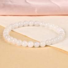 LPBeads Handmade Natural Gemstone Stretch Elastic Bracelet Healing Crystal Round Stone Beads Jewelry Gifts For Women Men,6mm,WhiteJade - 白玉 - 查看 4