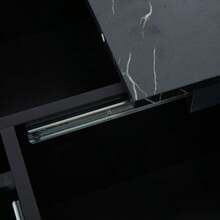 Modern Square Black Coffee Table With Marble Effect, 90 X 90 X 25 Cm – Four Drawers, Sliding Top, Maximum Load 30 Kg - Black - View 3