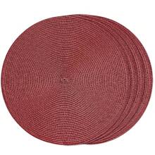 FunWheat Round Braided Placemats Set Of 4 Table Mats For Dining Tables Woven Washable Non-Slip Place Mats 15 Inch(Wine,4pcs),Wine15inchessetof4 - Wine15inchessetof4 - View 1